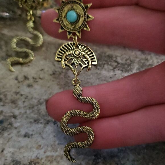 New! Artisan Goddess Snake Earrings - Picture 7 of 15